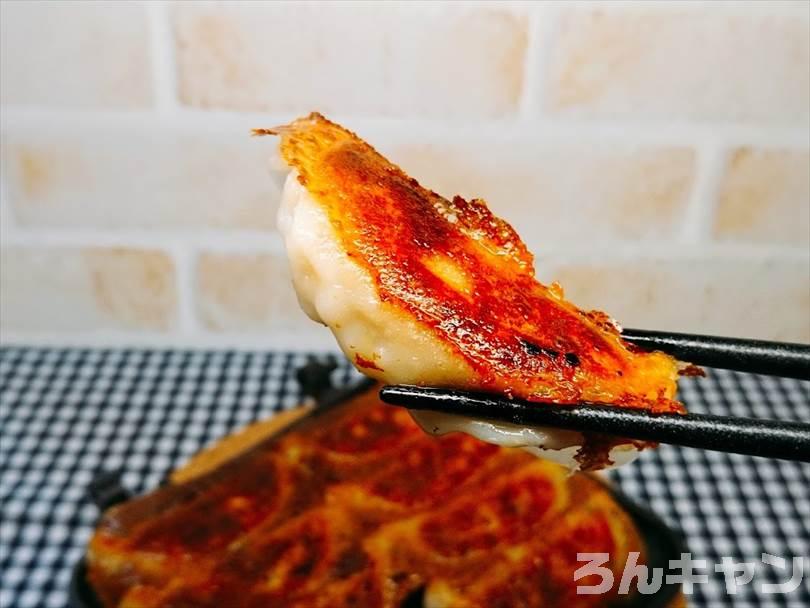 ホットサンドメーカーで焼いた冷凍餃子はビールのつまみにピッタリ