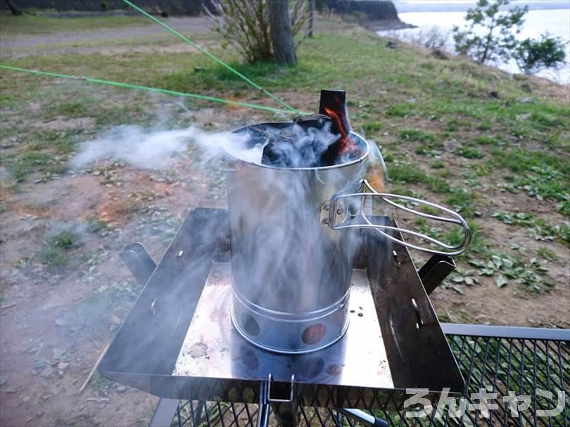 【100均】セリアの火起こし器を使って贅沢焼き肉｜コンパクトサイズでソロキャンにぴったり