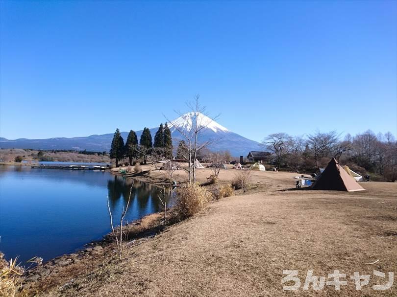 【冬の湖畔】田貫湖キャンプ場から見える絶景の富士山｜A・Bサイトの雰囲気をブログでご紹介