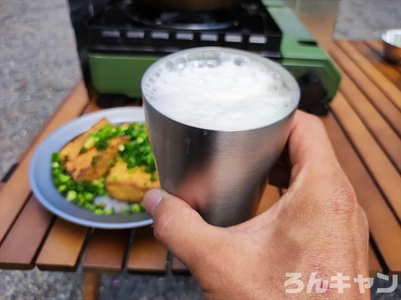 【簡単キャンプ飯】厚揚げステーキは生姜・ネギ・醤油をかけて食べると美味しい！