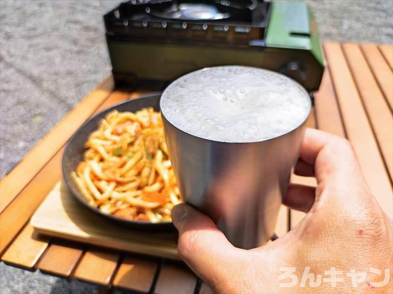 【簡単キャンプ飯】ホルモン焼きうどん｜こてっちゃん（コク味噌）が美味しい