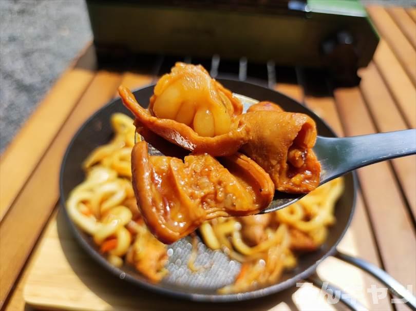 【簡単キャンプ飯】ホルモン焼きうどん｜こてっちゃん（コク味噌）が美味しい