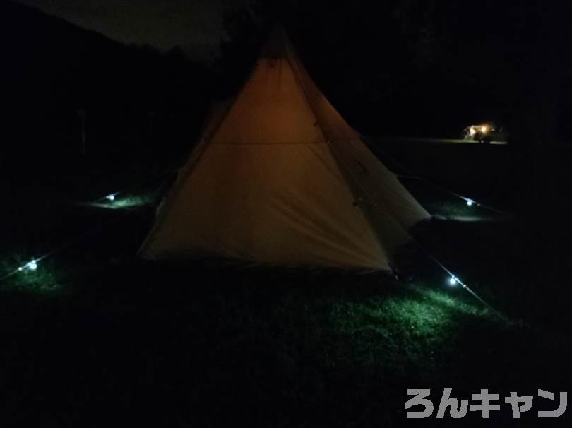 【100均】セリアのテントロープ用LEDライトが便利｜暗闇で転びにくい（安心安全）